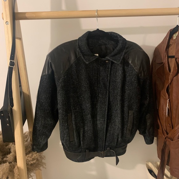 Vintage Wool & Leather Bomber Jacket - Picture 5 of 13